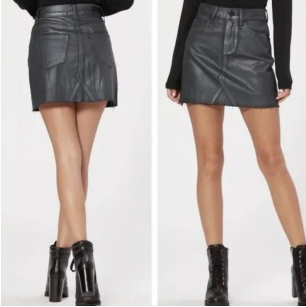 Paige | Women Black Pearlized Stone Coated High Rise Mini Skirt US31